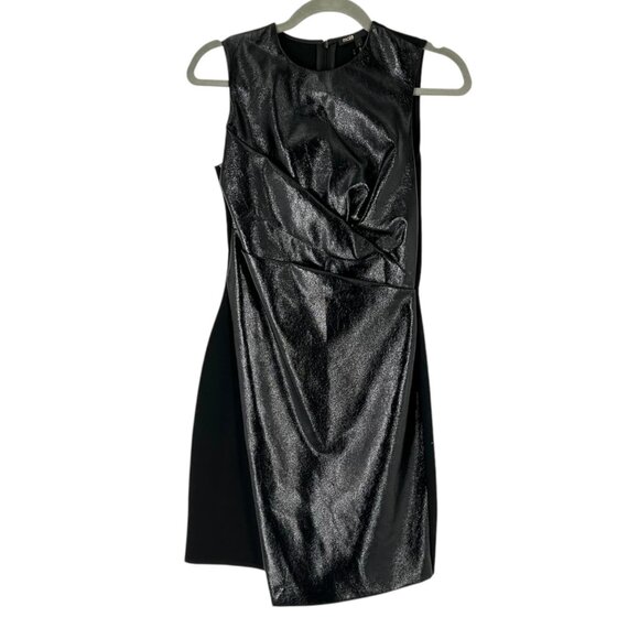 NWT Maje Faux Leather Drape Mini Dress - Picture 2 of 9